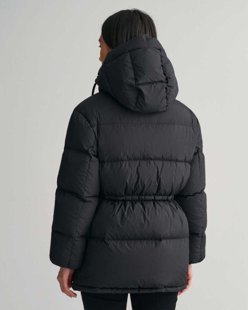 Gant Mid Length Down Women's Jackets Ebony Black | URMYK-8471