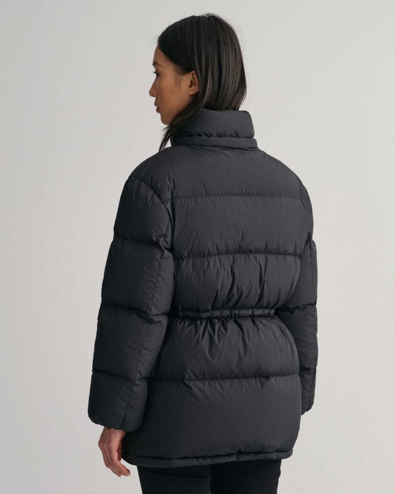 Gant Mid Length Down Women's Jackets Ebony Black | URMYK-8471