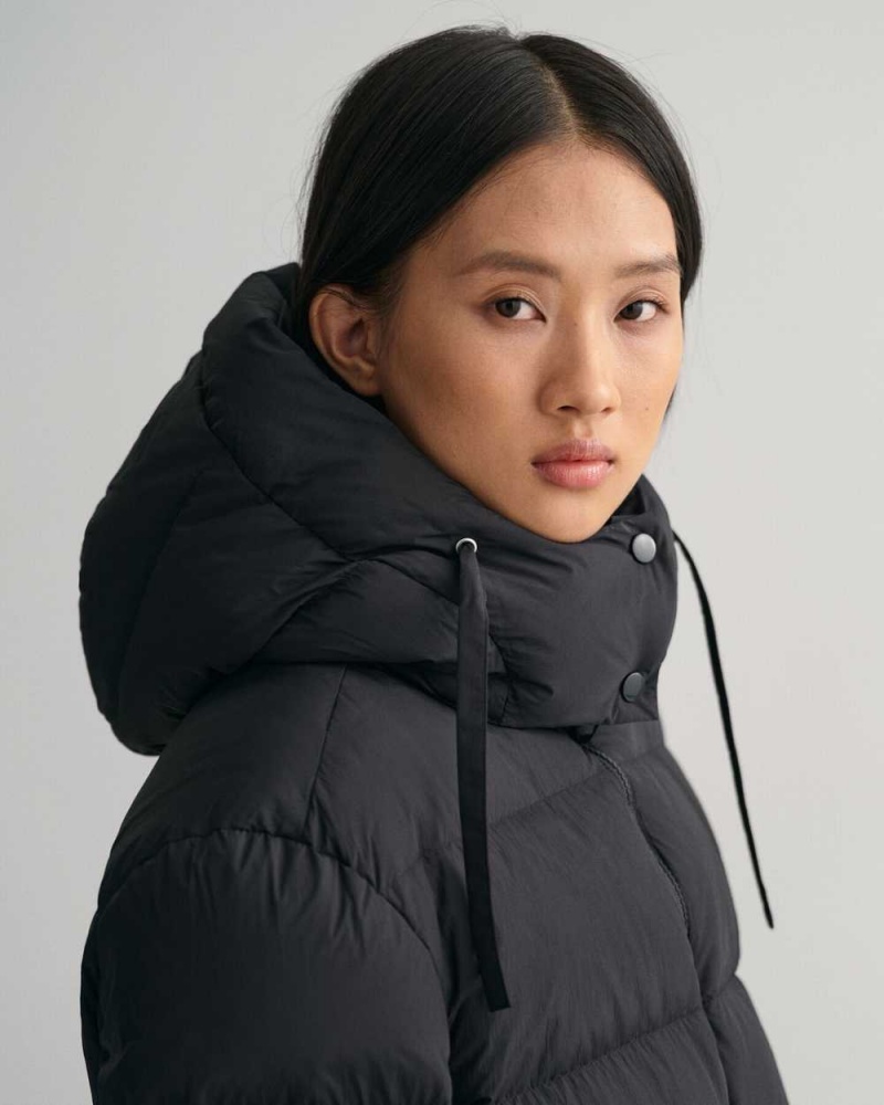 Gant Mid Length Down Women's Jackets Ebony Black | URMYK-8471