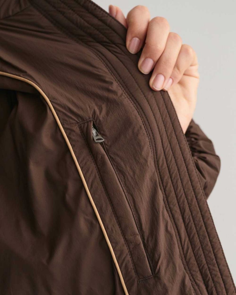 Gant Mid Length Down Women's Jackets Rich Brown | YKUXH-4693