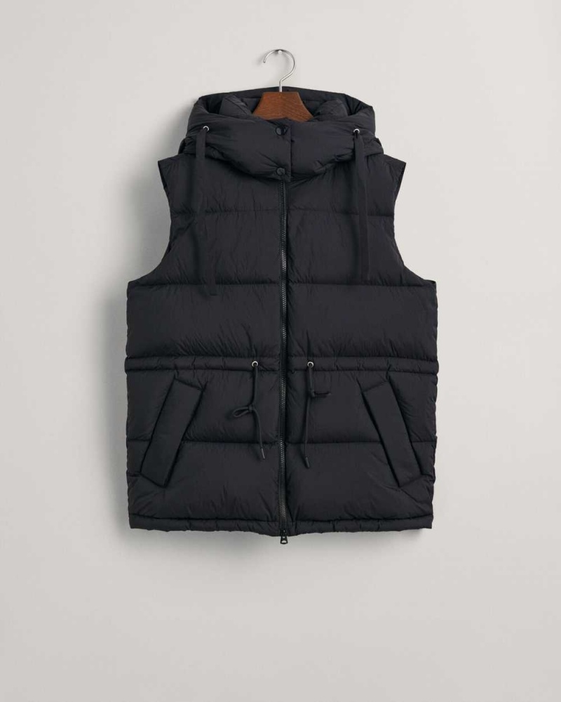 Gant Mid Length Down Women's Vest Ebony Black | AOYQK-3865