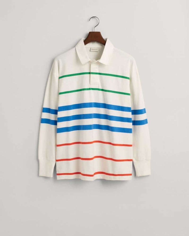 Gant Multi Stripe Heavy Rugger Men's Shirts Beige White | XLSEO-7360