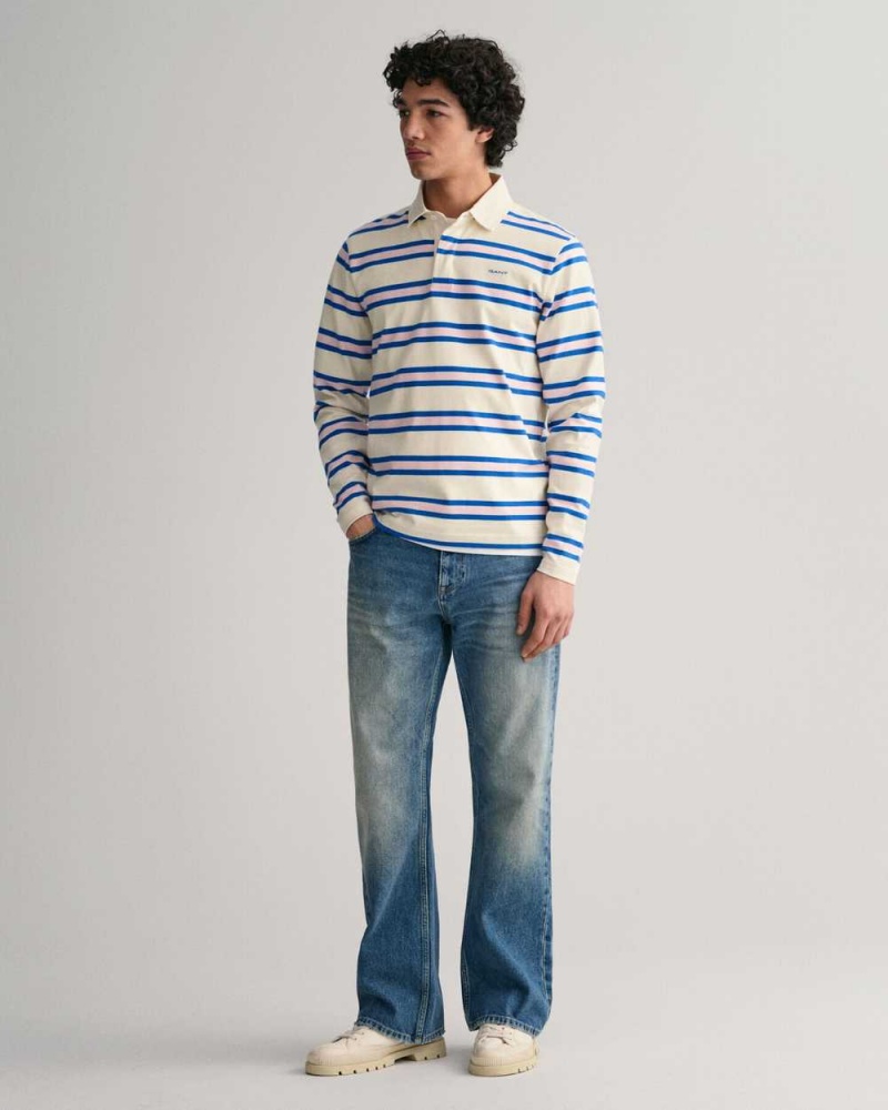 Gant Multi Stripe Rugger Men's Shirts Cream | ONXEP-7539