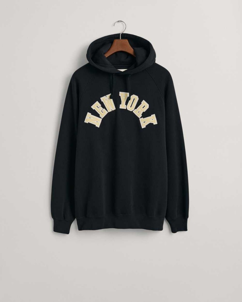 Gant New York Men's Hoodie Black | MIXYT-8396