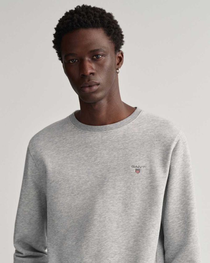 Gant Original Crew Neck Men's Sweatshirts Grey Melange | TABZJ-9108