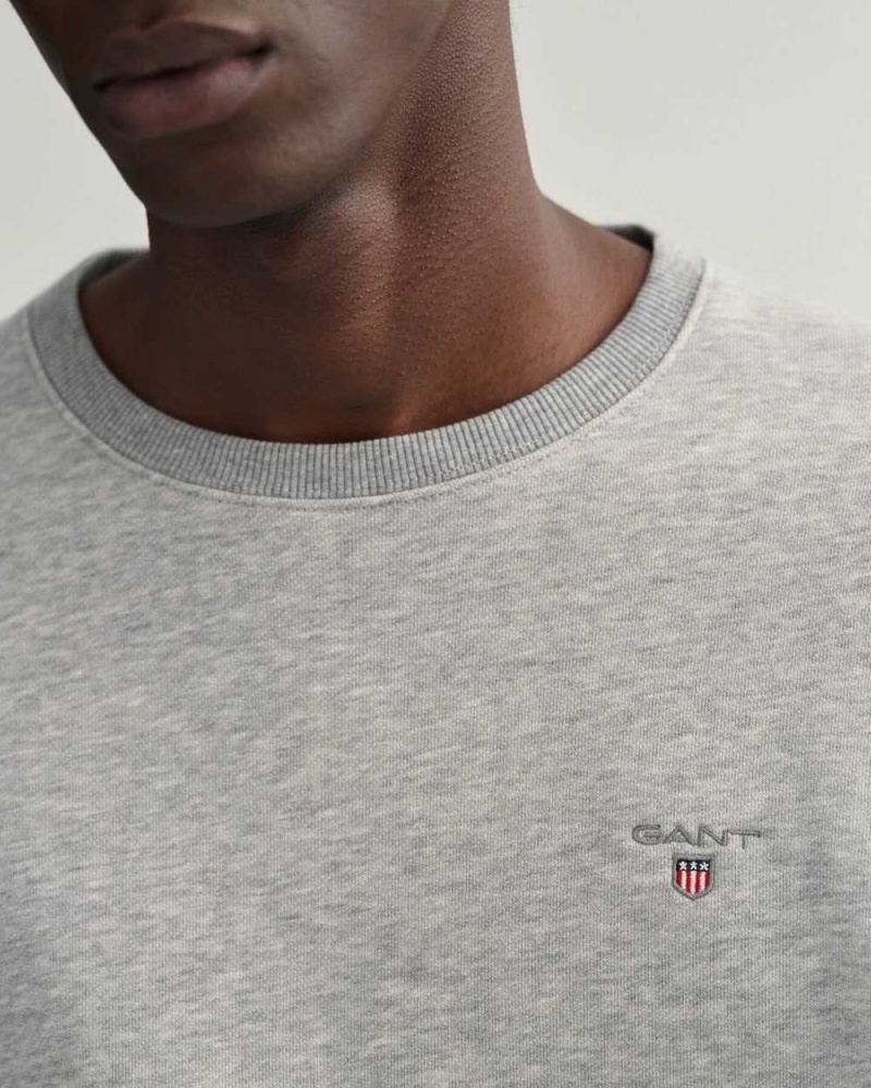 Gant Original Crew Neck Men's Sweatshirts Grey Melange | TABZJ-9108