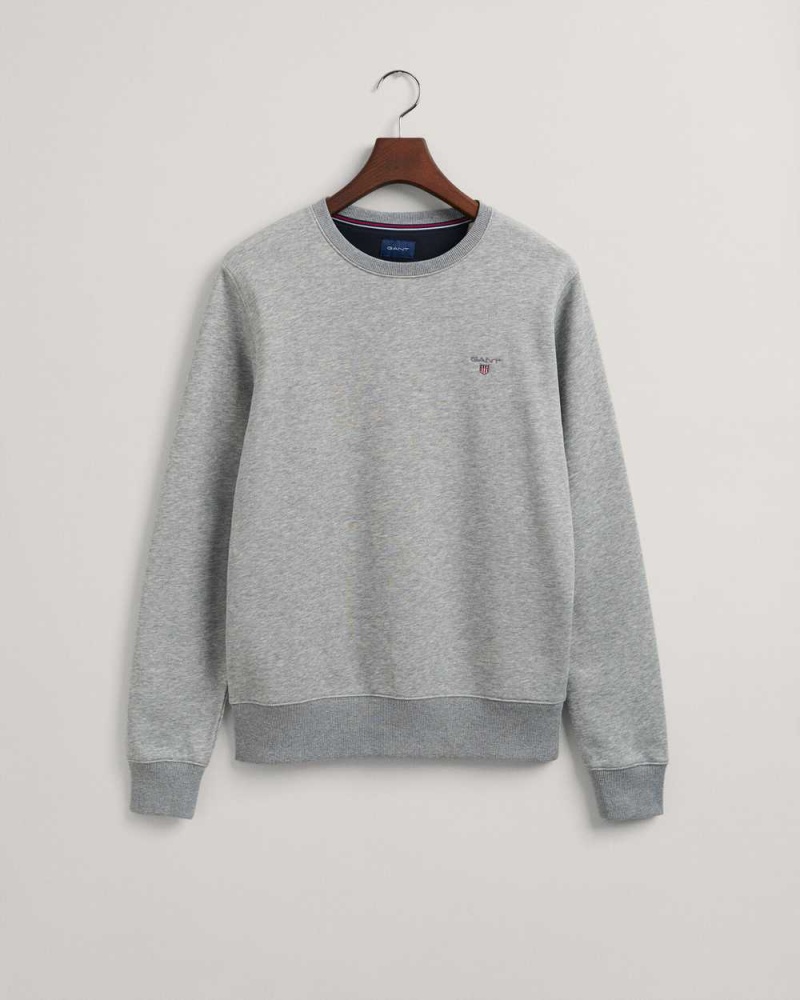 Gant Original Crew Neck Men's Sweatshirts Grey Melange | TABZJ-9108