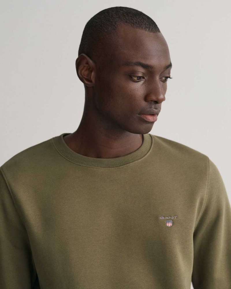 Gant Original Crew Neck Men's Sweatshirts Racing Green | SUIGP-4715