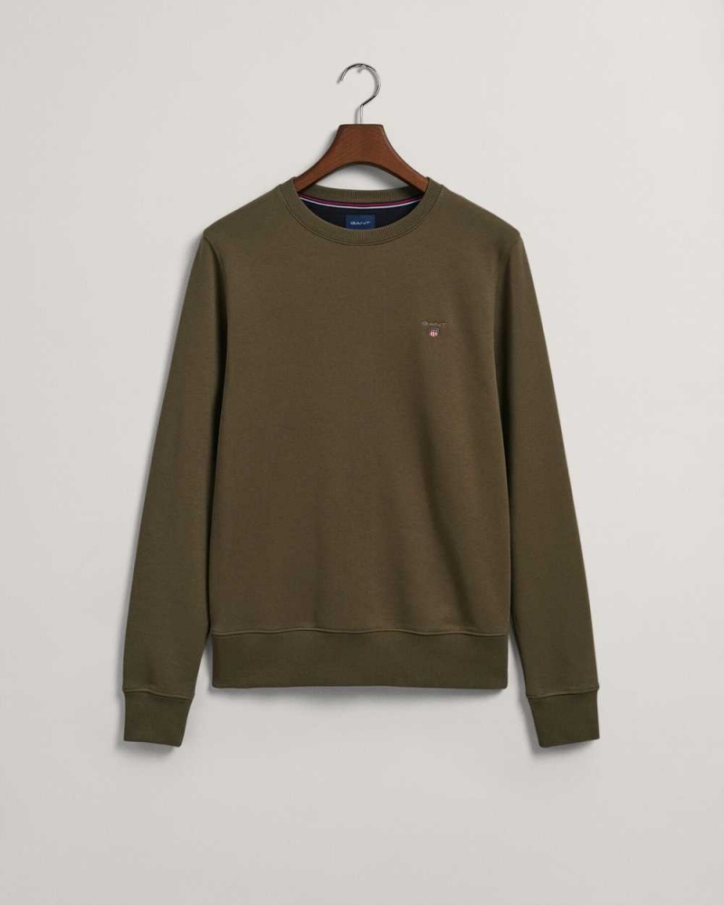 Gant Original Crew Neck Men's Sweatshirts Racing Green | SUIGP-4715