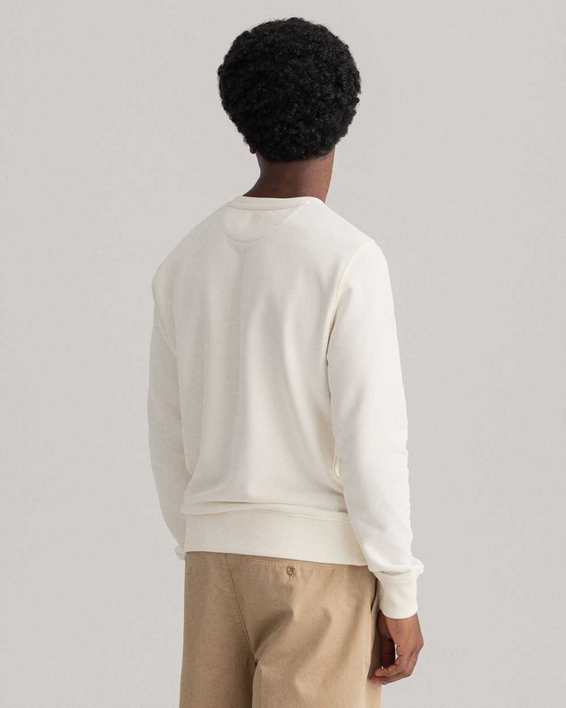 Gant Original Crew Neck Men's Sweatshirts Beige White | RVTMZ-6328