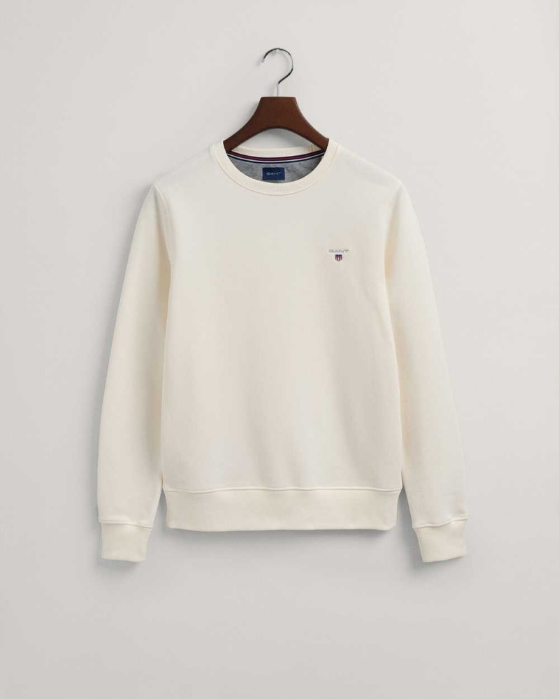 Gant Original Crew Neck Men's Sweatshirts Beige White | RVTMZ-6328