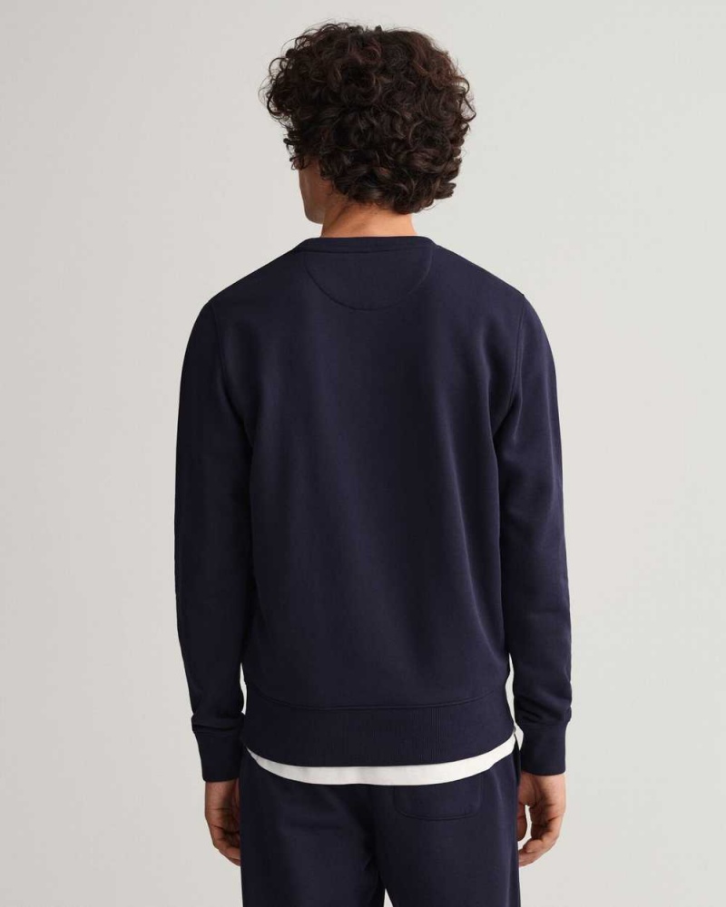 Gant Original Crew Neck Men's Sweatshirts Evening Blue | ZUDCH-3017