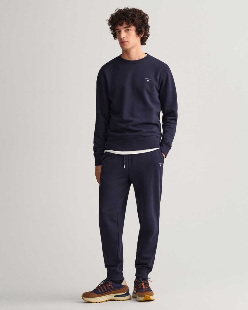 Gant Original Crew Neck Men's Sweatshirts Evening Blue | ZUDCH-3017