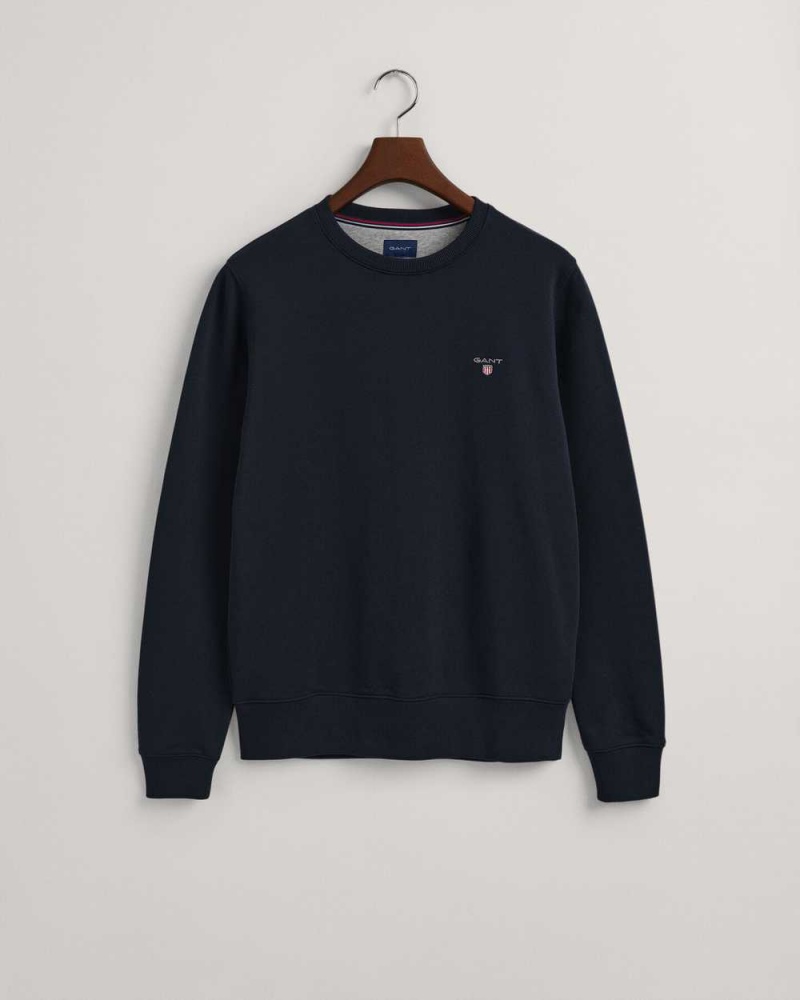 Gant Original Crew Neck Men's Sweatshirts Evening Blue | ZUDCH-3017