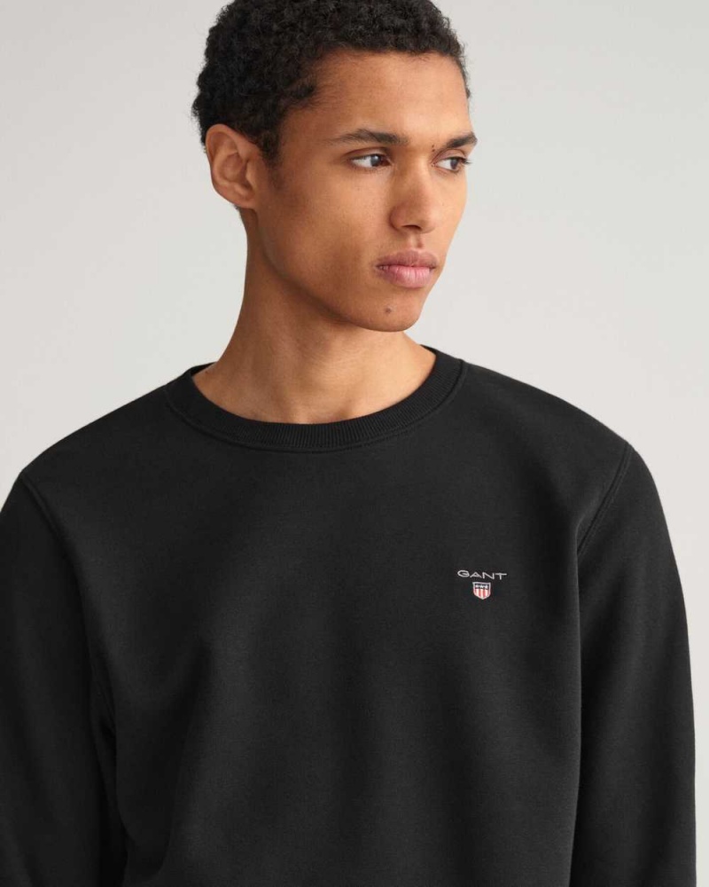 Gant Original Crew Neck Men's Sweatshirts Black | KXLNF-4052