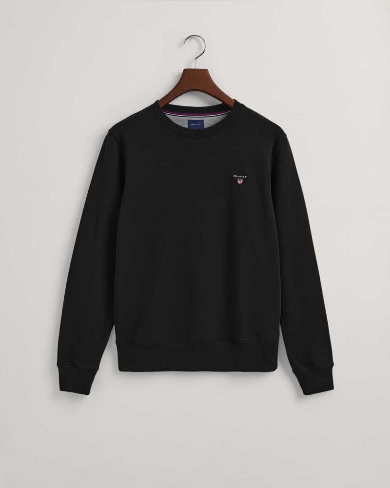 Gant Original Crew Neck Men's Sweatshirts Black | KXLNF-4052