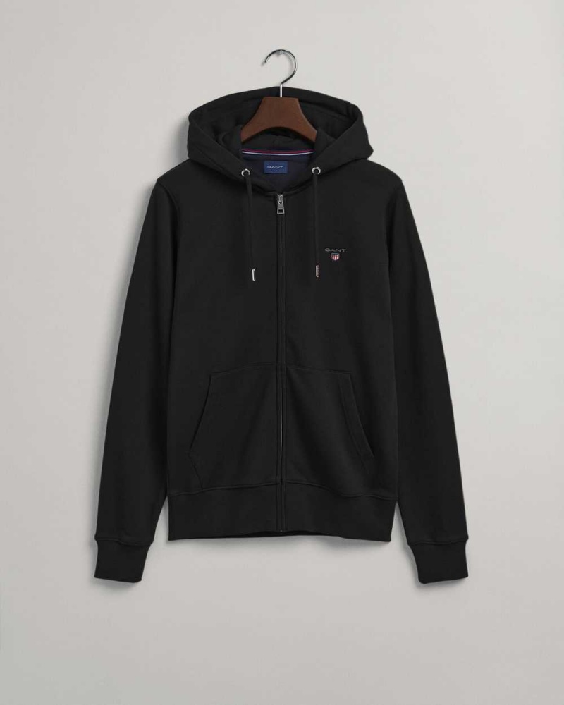 Gant Original Full-Zip Men's Hoodie Black | TGEJX-3498