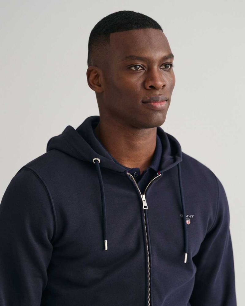 Gant Original Full-Zip Men's Hoodie Evening Blue | PAVMK-2950