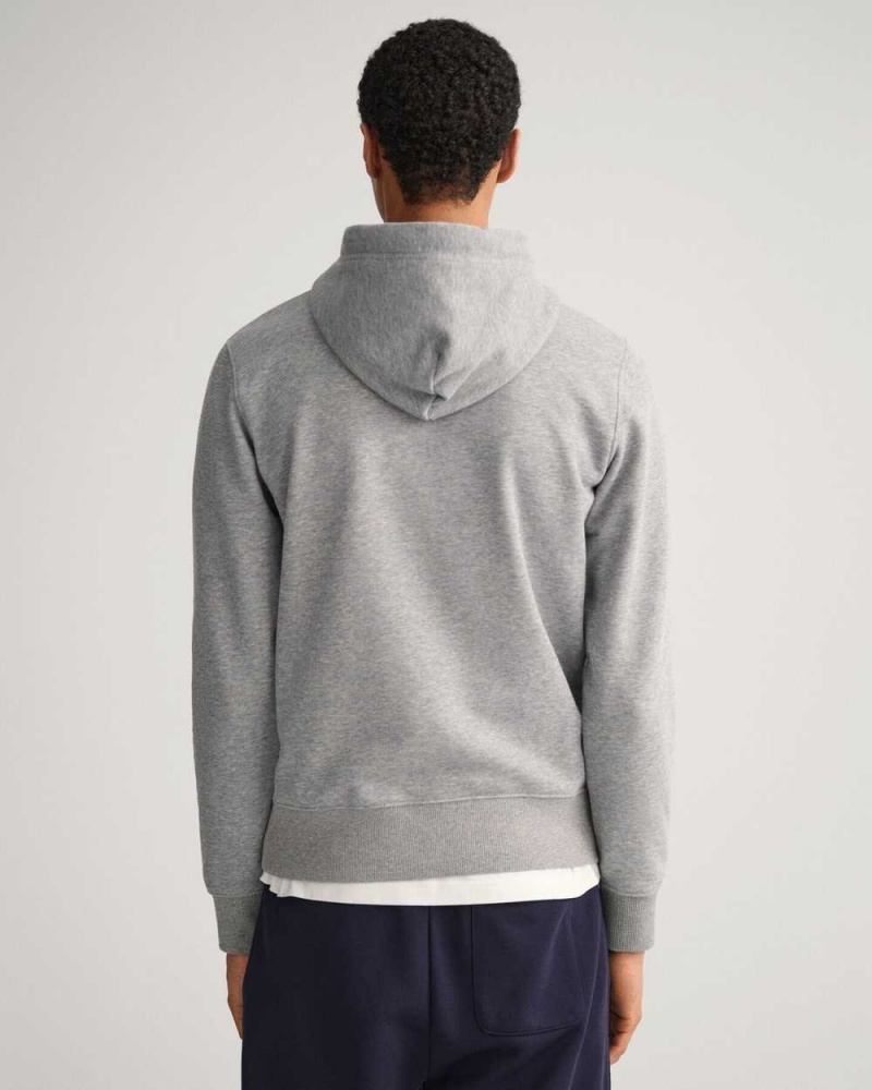 Gant Original Full-Zip Men's Hoodie Grey Melange | HKDNJ-9471