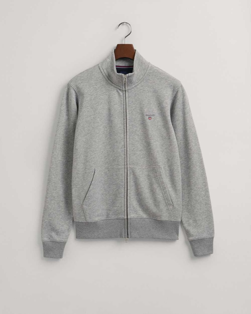 Gant Original Full-Zip Men's Track Jackets Grey Melange | GNQDA-3512