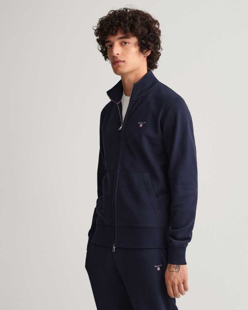 Gant Original Full-Zip Men's Track Jackets Evening Blue | PCYHU-4039