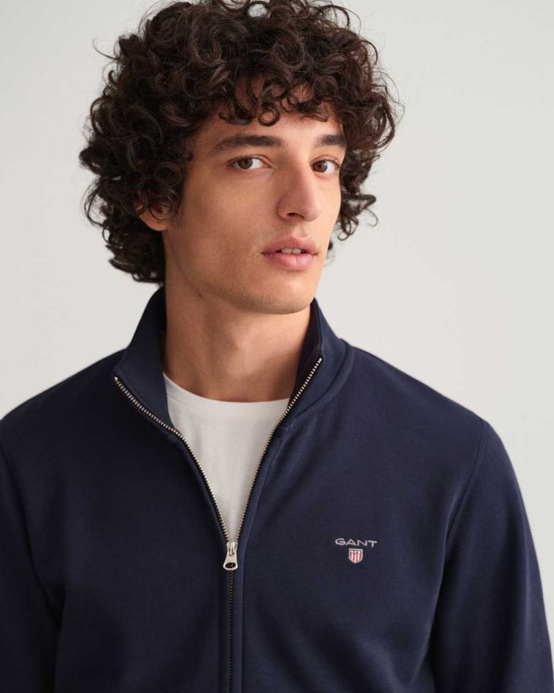 Gant Original Full-Zip Men's Track Jackets Evening Blue | PCYHU-4039