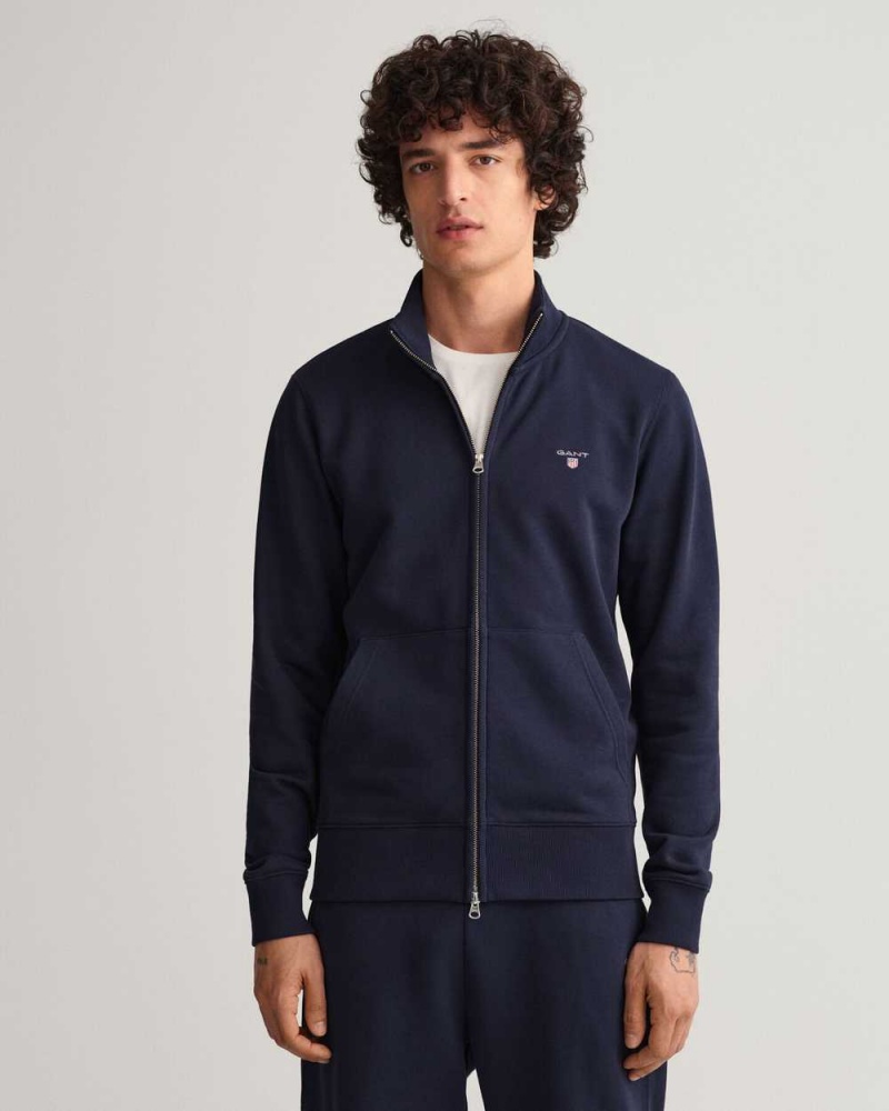 Gant Original Full-Zip Men\'s Track Jackets Evening Blue | PCYHU-4039