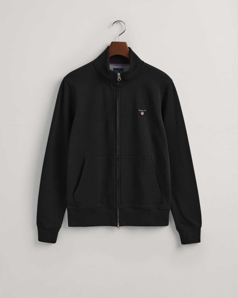 Gant Original Full-Zip Men's Track Jackets Black | GKBFH-9357