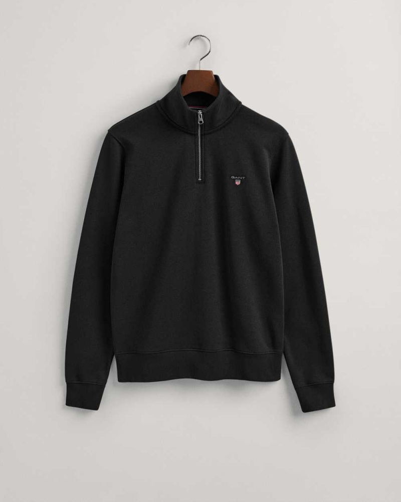 Gant Original Half-Zip Men's Sweatshirts Black | IOUYB-3571