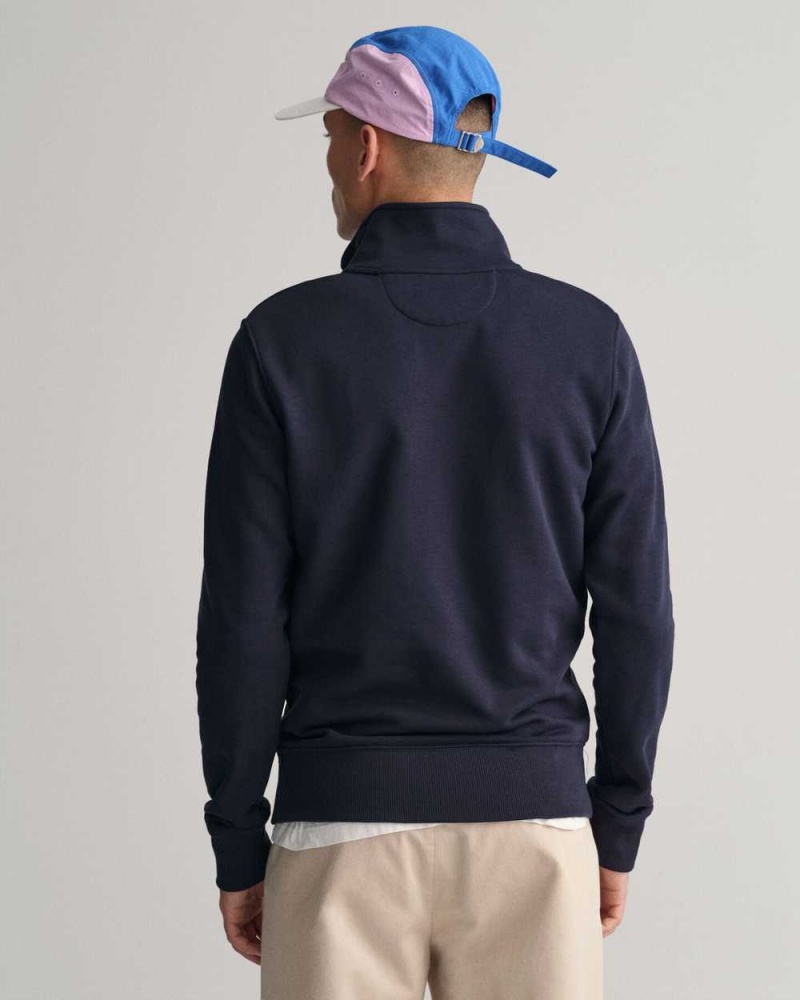 Gant Original Half-Zip Men's Sweatshirts Evening Blue | FYJHA-9352