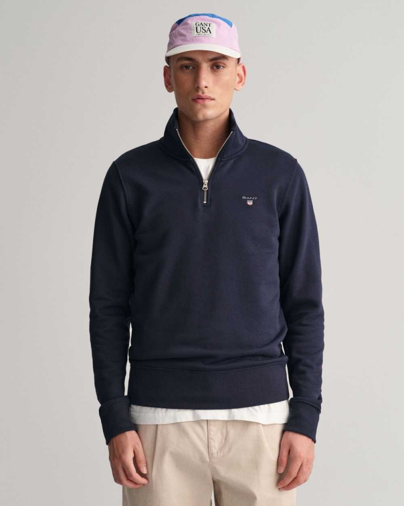 Gant Original Half-Zip Men\'s Sweatshirts Evening Blue | FYJHA-9352