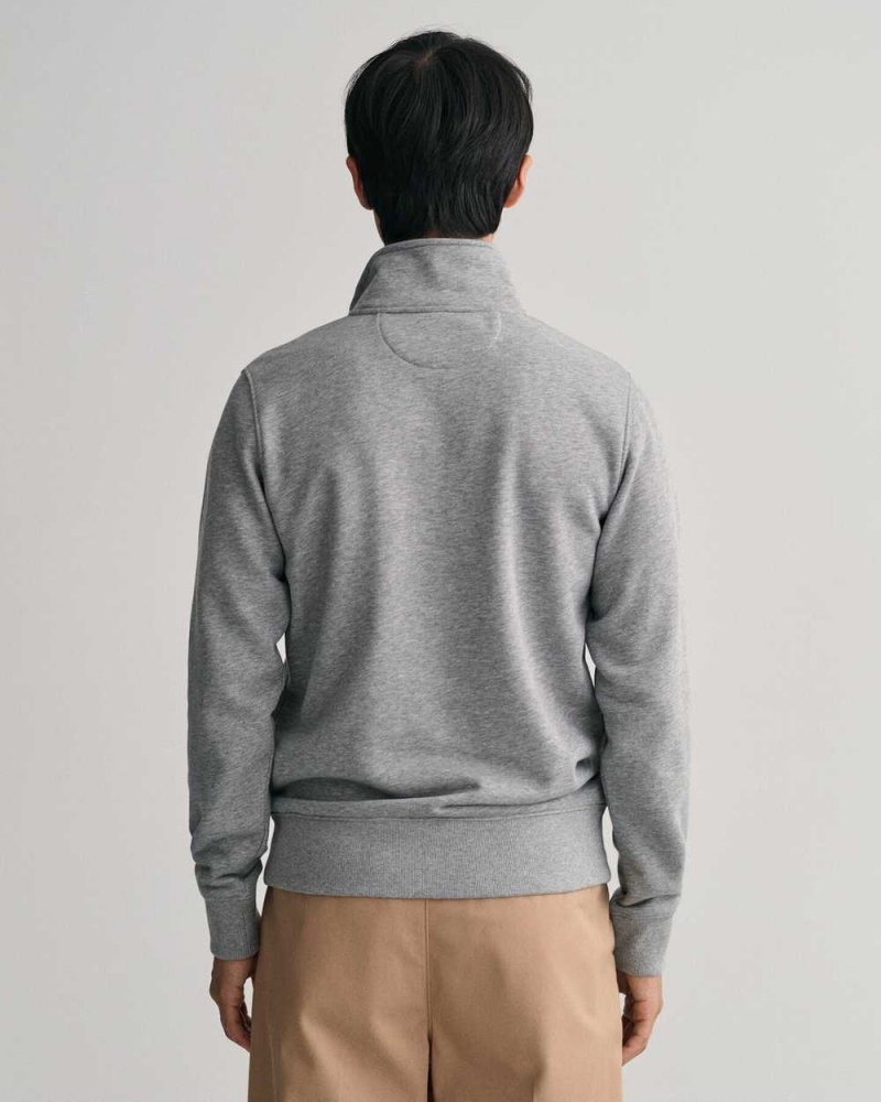 Gant Original Half-Zip Men's Sweatshirts Grey Melange | AUEKW-7804