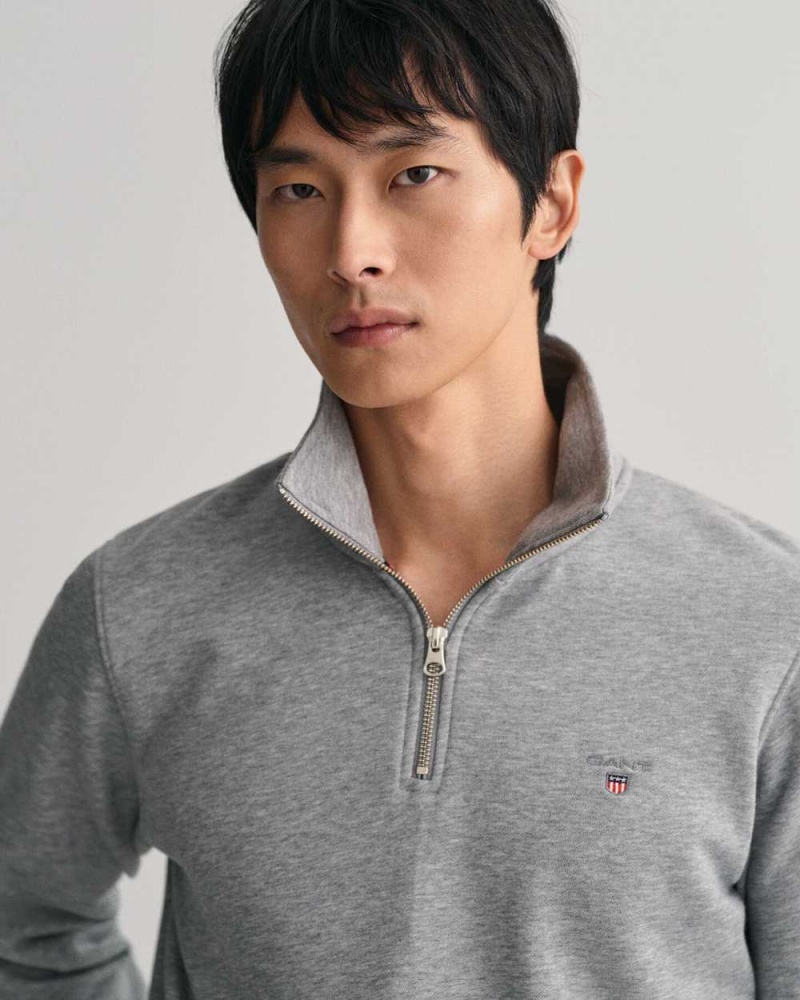 Gant Original Half-Zip Men's Sweatshirts Grey Melange | AUEKW-7804