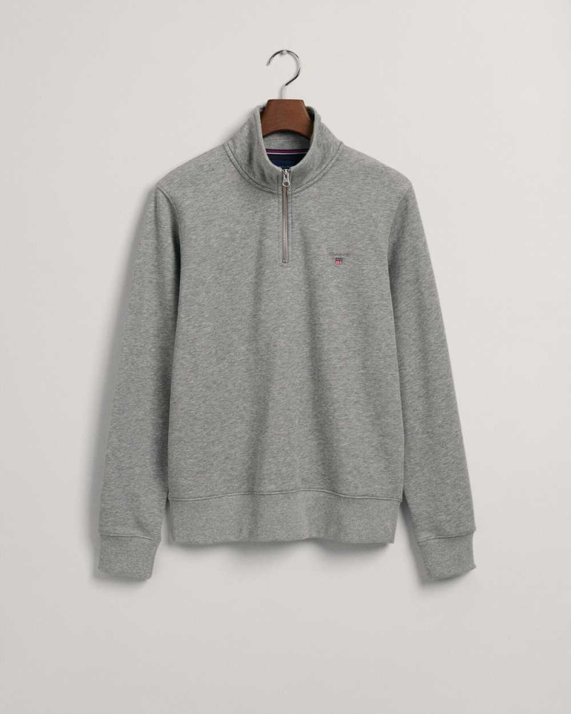 Gant Original Half-Zip Men's Sweatshirts Grey Melange | AUEKW-7804