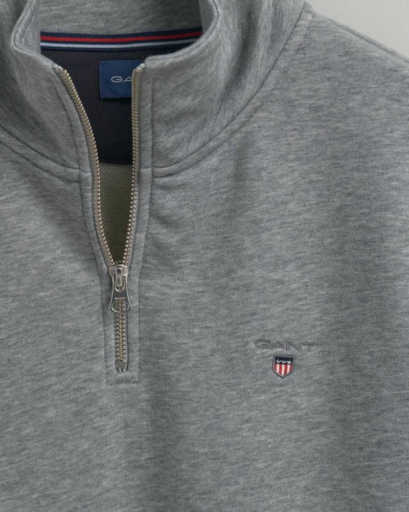 Gant Original Half-Zip Men's Sweatshirts Grey Melange | AUEKW-7804