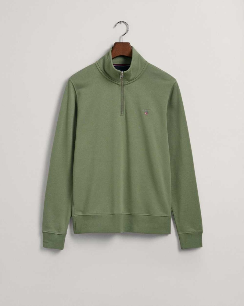 Gant Original Half-Zip Men's Sweatshirts Kalamata Green | JPYMV-3170