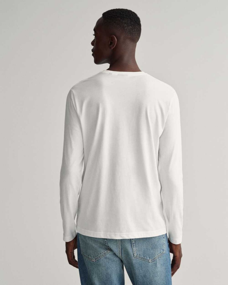 Gant Original Long Sleeve Men's T-Shirt White | IAKRH-5403