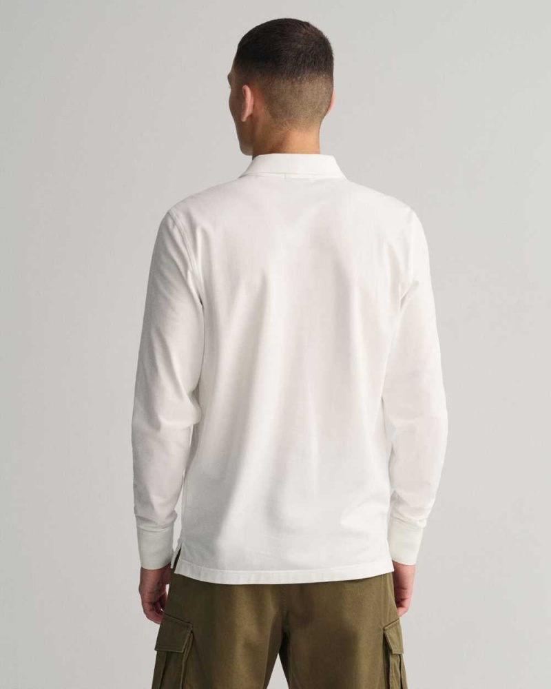 Gant Original Long Sleeve Piqué Men's Polo Shirt White | FUCWE-1482