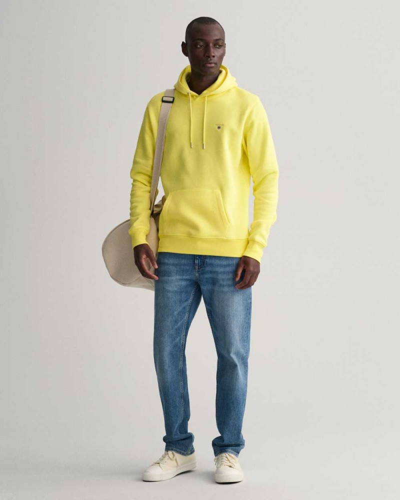 Gant Original Men's Hoodie Clear Yellow | FYAMU-6359