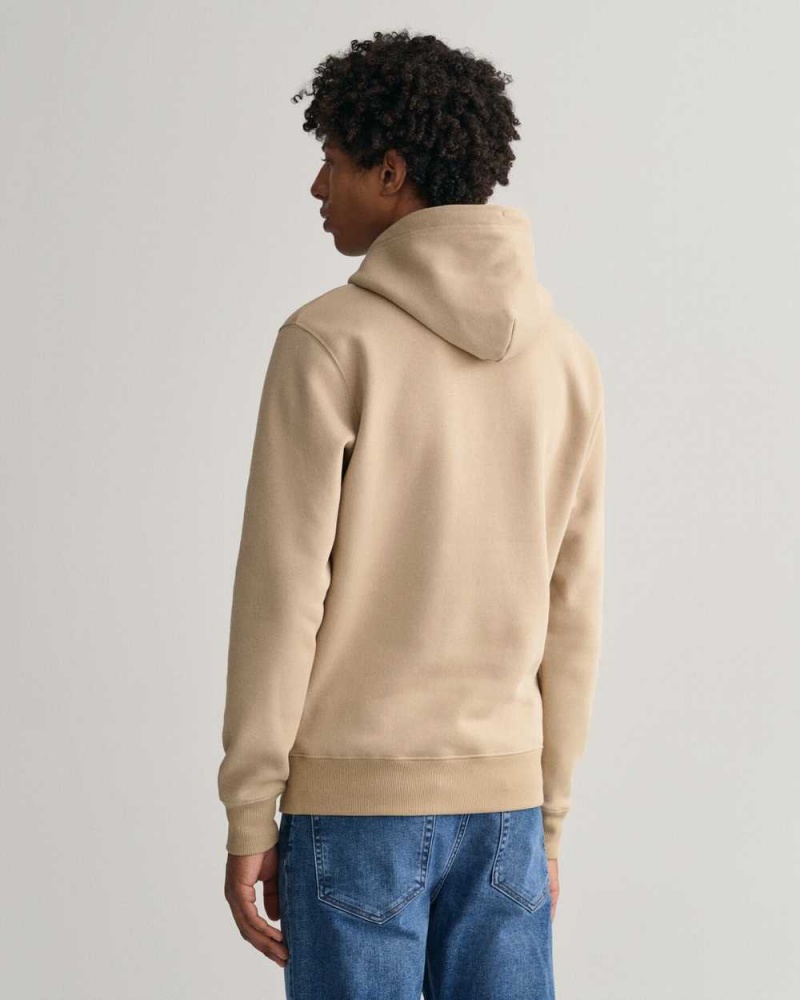 Gant Original Men's Hoodie Concrete Beige | SLKQH-6231