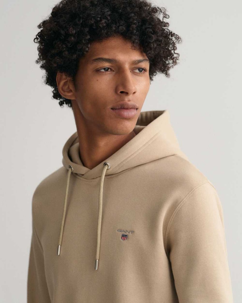 Gant Original Men's Hoodie Concrete Beige | SLKQH-6231