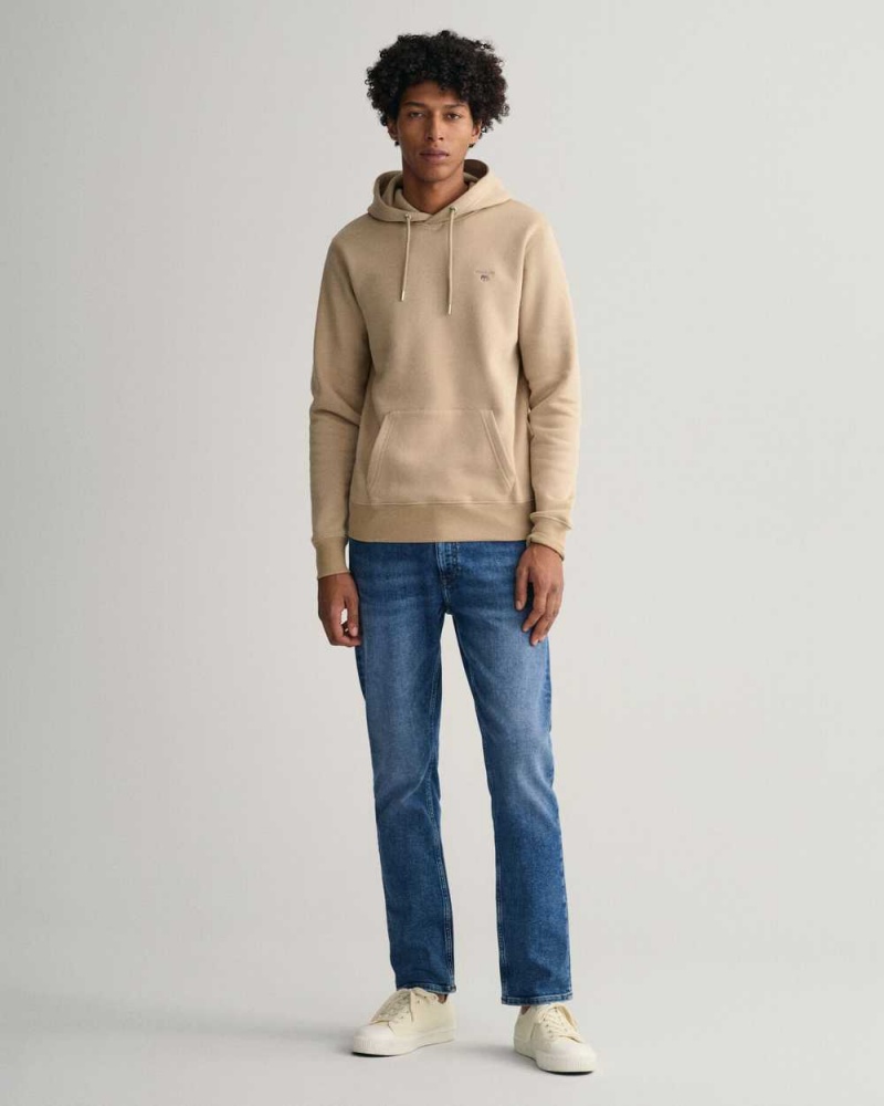 Gant Original Men's Hoodie Concrete Beige | SLKQH-6231