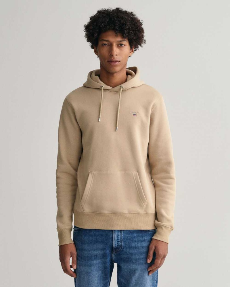 Gant Original Men\'s Hoodie Concrete Beige | SLKQH-6231