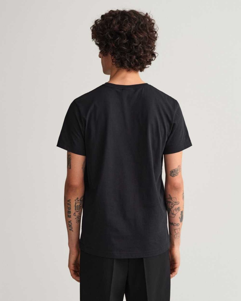 Gant Original Men's T-Shirt Black | POCND-1627