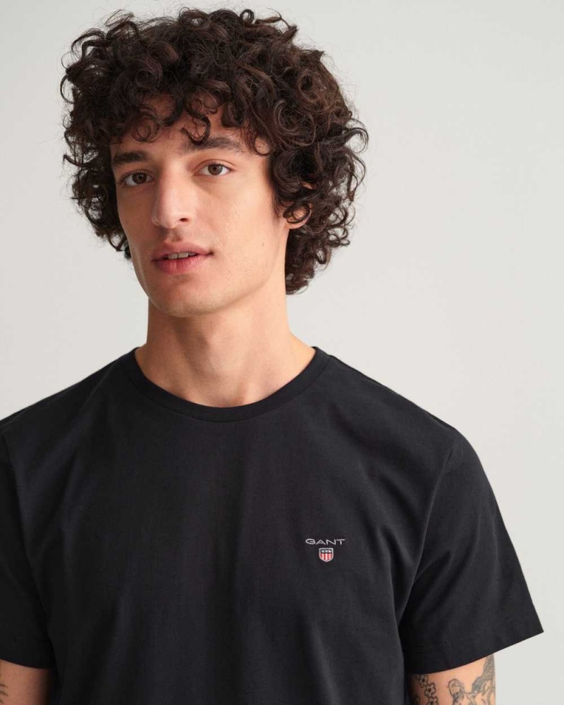 Gant Original Men's T-Shirt Black | POCND-1627