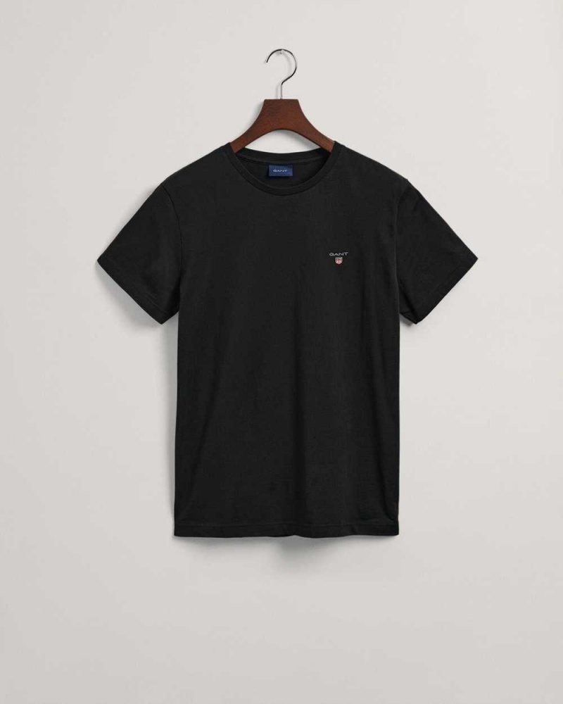 Gant Original Men's T-Shirt Black | POCND-1627