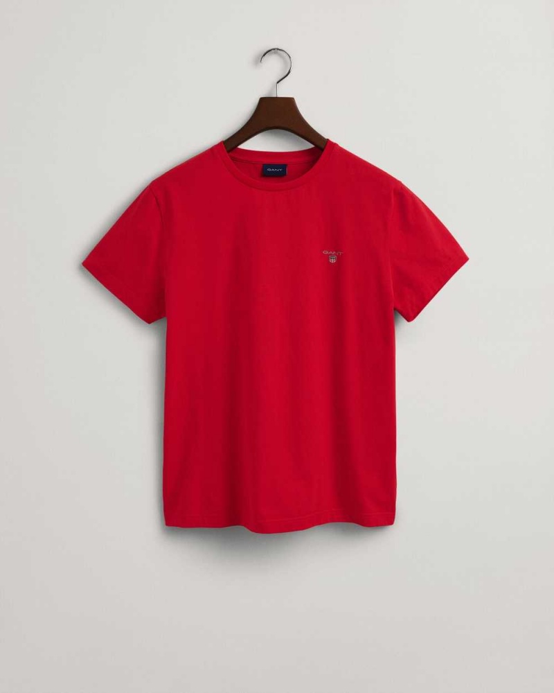 Gant Original Men's T-Shirt Bright Red | GQMUV-7512