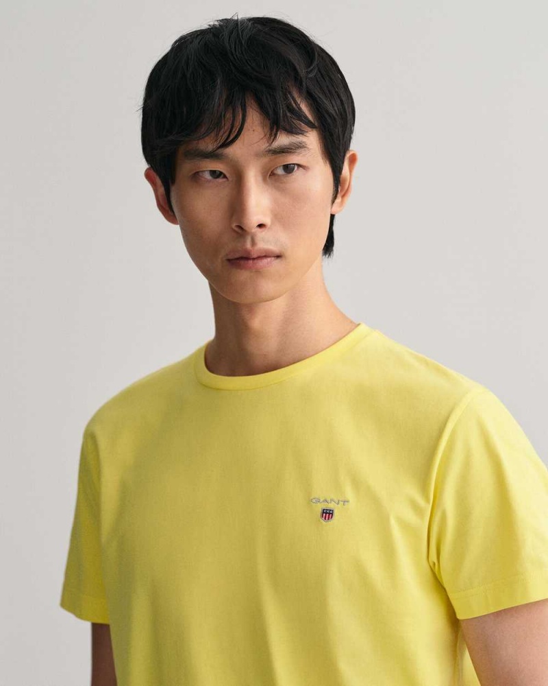 Gant Original Men's T-Shirt Clear Yellow | WUSFH-8346