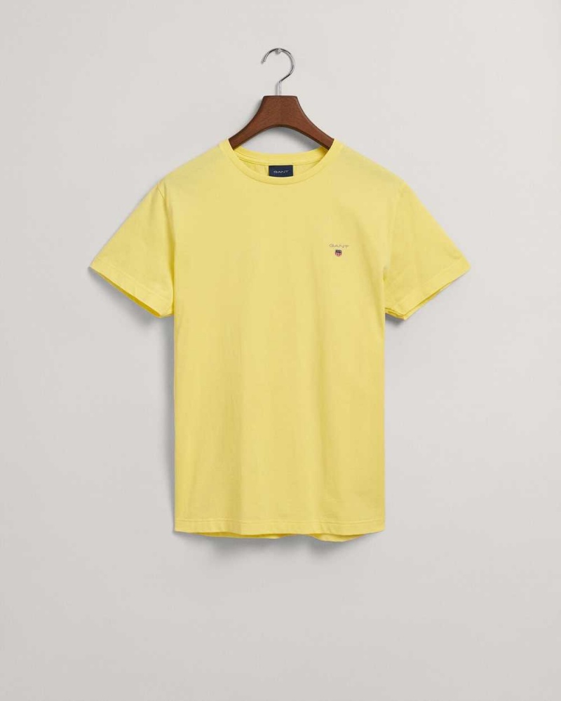 Gant Original Men's T-Shirt Clear Yellow | WUSFH-8346