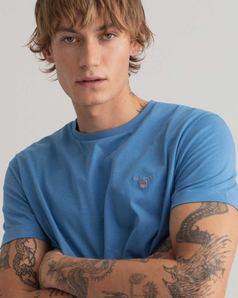 Gant Original Men's T-Shirt Day Blue | OKCWG-0463